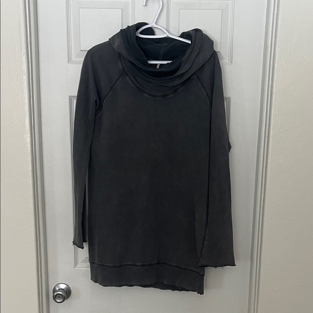 Dark Gray/Blue Long Sleeve Hooded Tunic